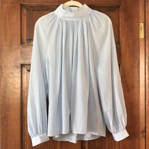 Striped balloon sleeve blouse